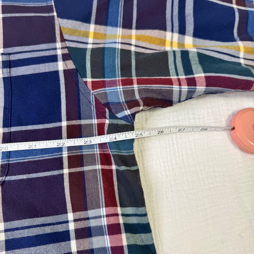 Viyella Plaid Button Down Shirt Blue Burgundy Men’s XL Cotton Wool Casual Preppy - Picture 9 of 14